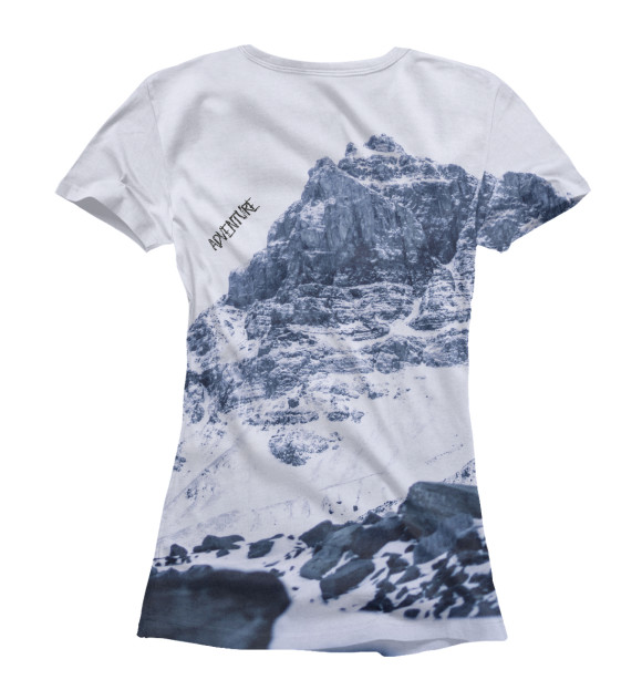 Женская футболка с изображением Снежные горы цвета Р‘РµР»С‹Р№