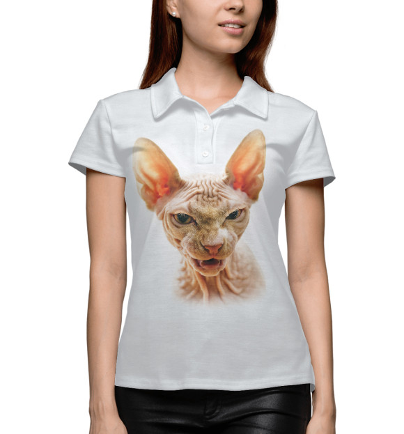 Женское поло с притом Сфинкс цвета Белый Женское поло с изображением Сфинкс цвета Белый