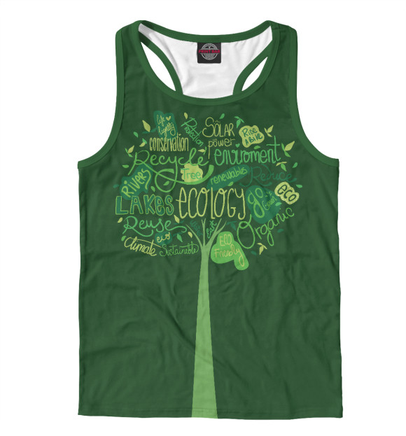 Мужская майка-борцовка с изображением Эко цвета Белый