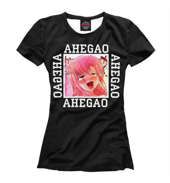 Футболка для девочек с изображением Ahegao цвета Белый