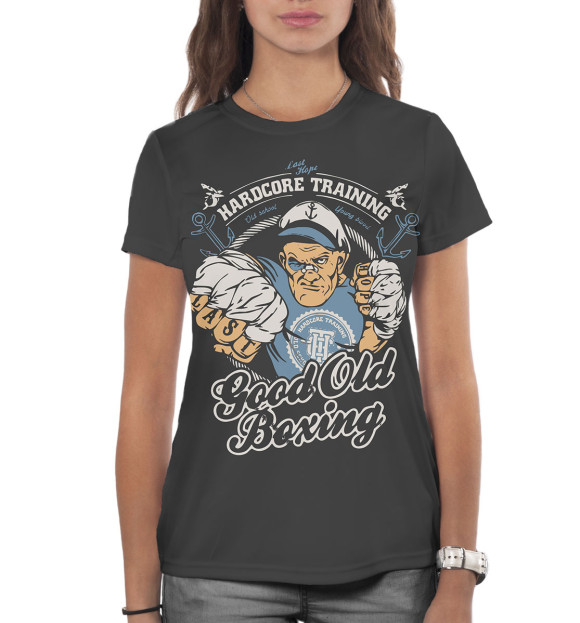 Женская футболка с изображением Бокс цвета Белый