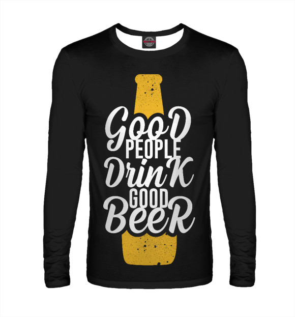 Мужской лонгслив с изображением Good people drink good beer цвета Белый