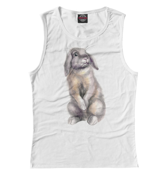 Майка для девочки с притом Удивленный кролик цвета Белый Майка для девочки с изображением Удивленный кролик цвета Белый