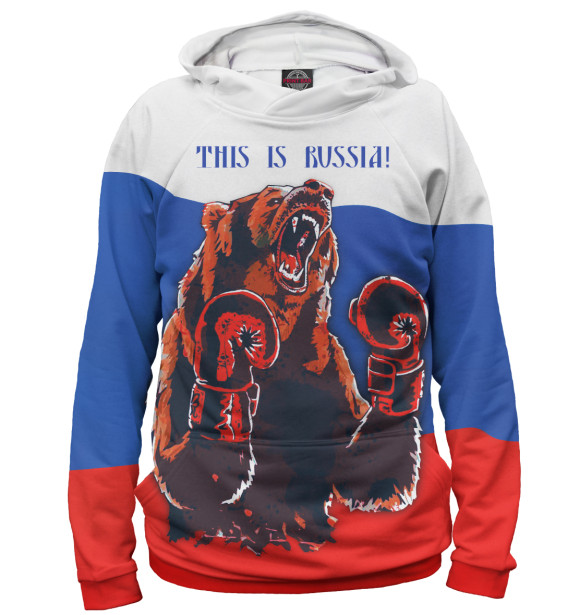 Мужское худи с изображением Медведь-боксер цвета Белый