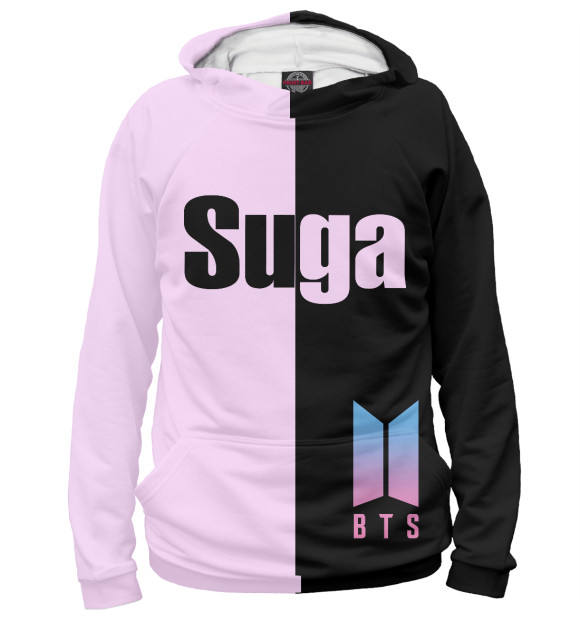 Мужское худи с изображением BTS Suga цвета Белый