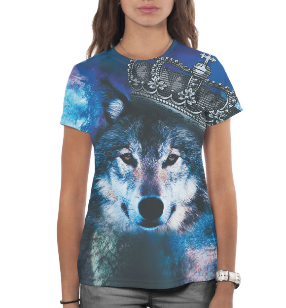 Женская футболка с изображением Волк цвета Белый
