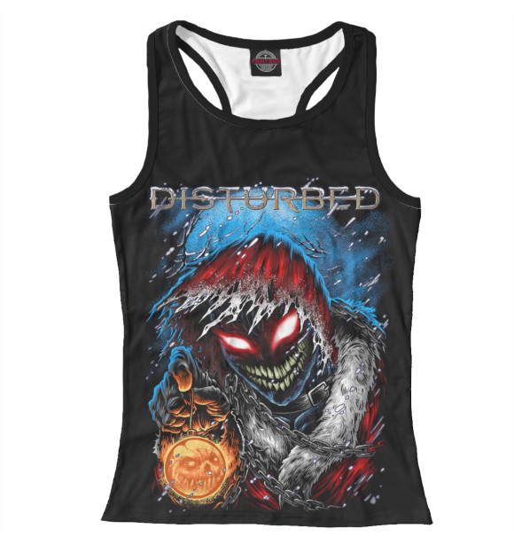 Женская майка-борцовка с изображением Disturbed цвета Белый