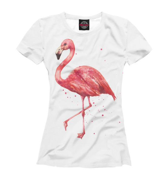 Женская футболка с изображением Розовый фламинго цвета Белый