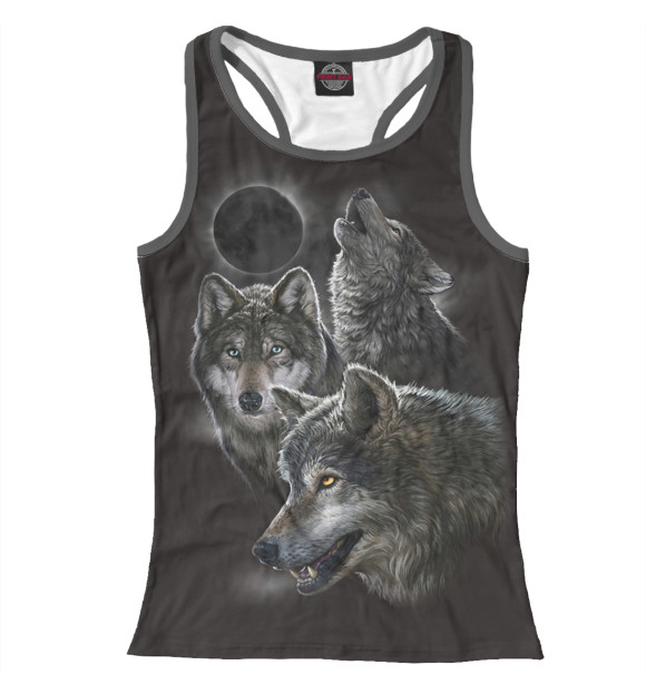 Женская майка-борцовка с изображением Волки цвета Белый