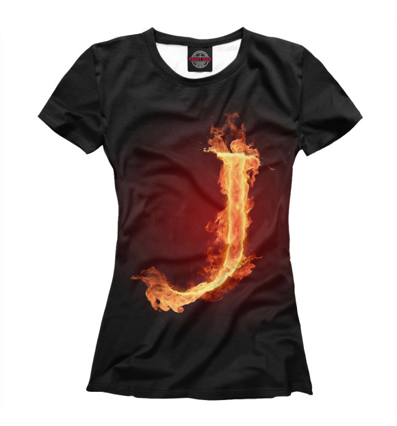 Женская футболка с изображением Латинская - J цвета Белый