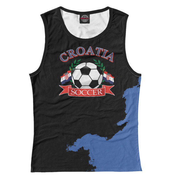 Женская майка с изображением Croatia soccer ball цвета Белый