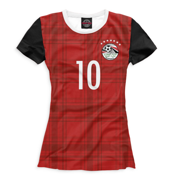 Женская футболка с изображением Сборная Египта – Салах цвета Белый