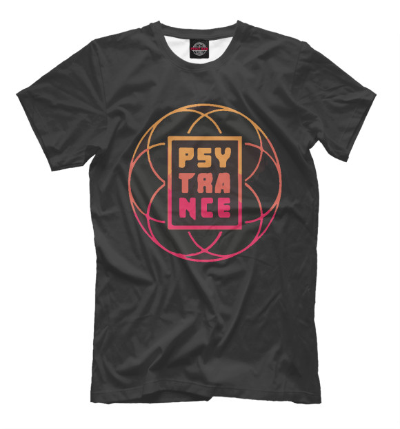 Мужская футболка с изображением Psytrance цвета Черный