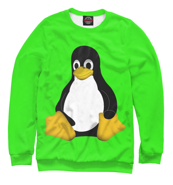 Свитшот для девочек с изображением Tux цвета Белый
