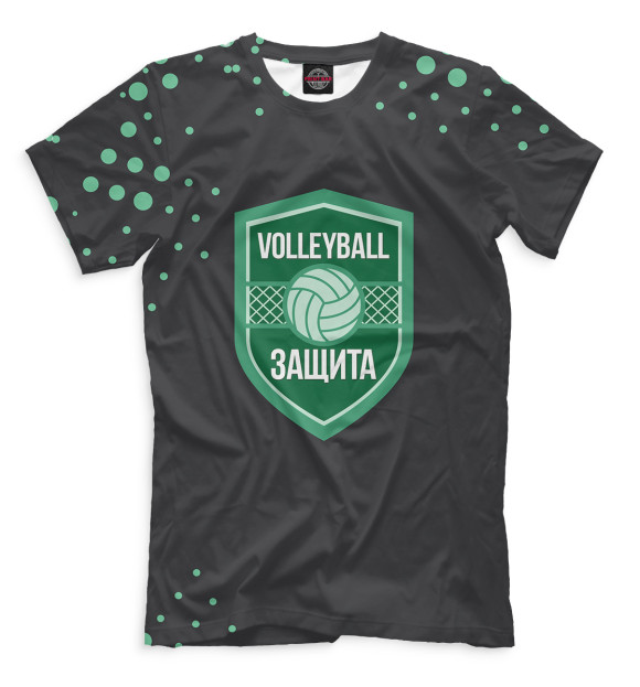 Мужская футболка с изображением Волейбол — защита цвета Черный