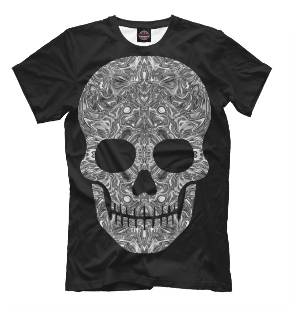 Мужская футболка с изображением Skull B/W цвета Черный