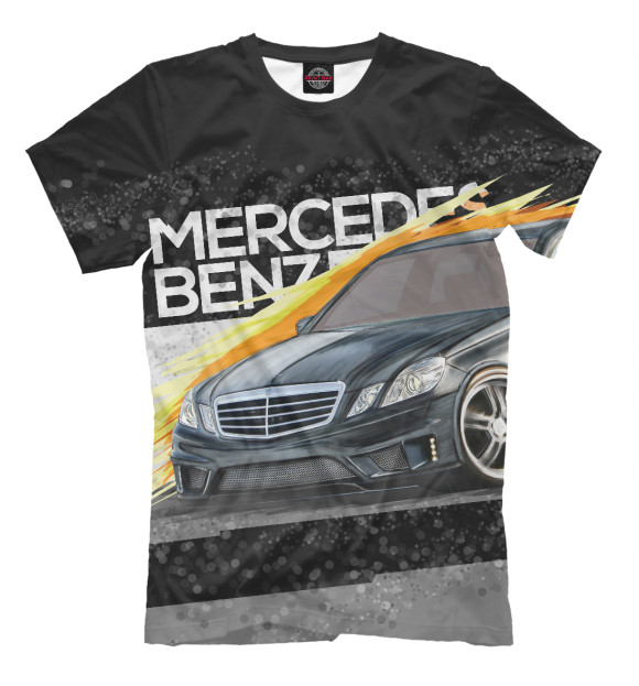Мужская футболка с изображением Mercedes-benz E-class цвета Молочно-белый