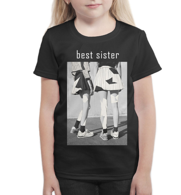 Футболка для девочек с изображением Best Sister цвета Белый