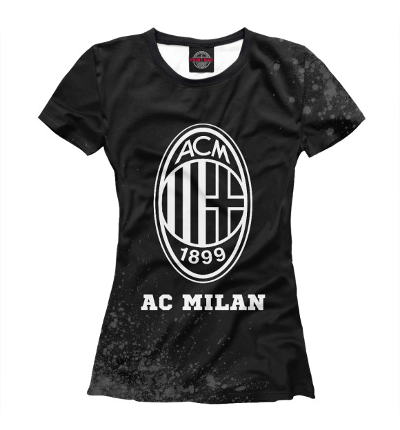 Футболка для девочек с изображением AC Milan Sport Black - Брызги цвета Белый