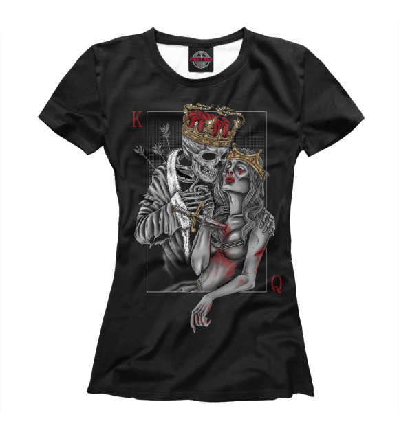 Футболка для девочек с изображением The Skull King and Queen цвета Белый