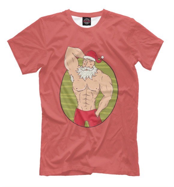 Мужская футболка с изображением Санта на максималках цвета Белый