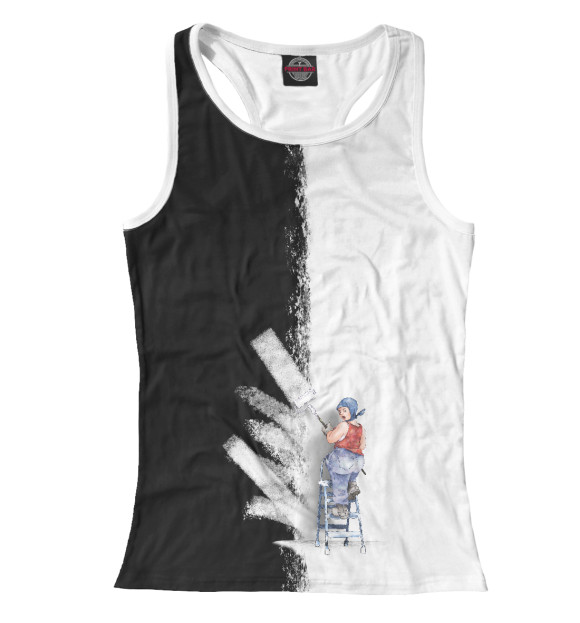 Женская майка-борцовка с изображением Чёрное-белое цвета Белый