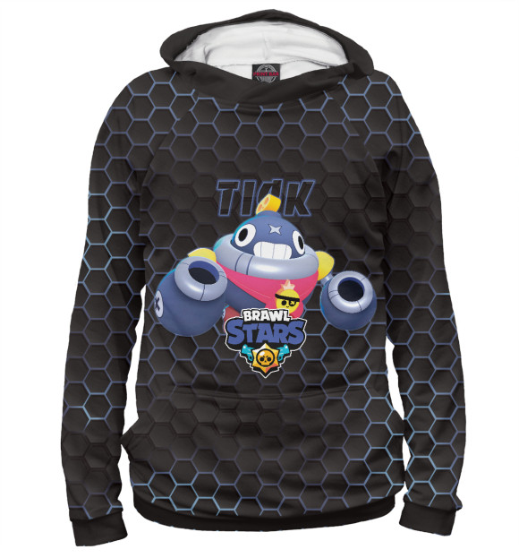 Мужское худи с изображением Тик. Brawl Stars цвета Белый
