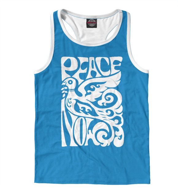 Мужская майка-борцовка с притом Голубь Мира Peace цвета Белый Мужская майка-борцовка с изображением Голубь Мира Peace цвета Белый
