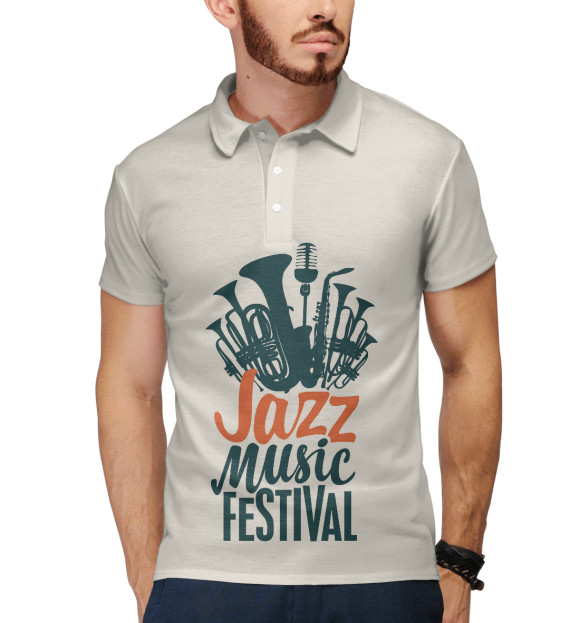 Мужское поло с притом Jazz цвета Белый Мужское поло с изображением Jazz цвета Белый