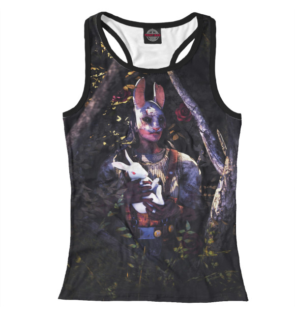 Женская майка-борцовка с притом Dead by Daylight Охотница цвета Белый Женская майка-борцовка с изображением Dead by Daylight Охотница цвета Белый