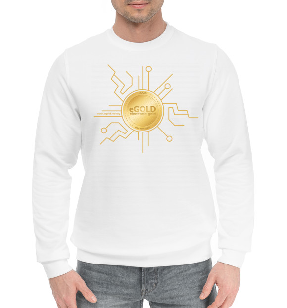 Мужской хлопковый свитшот с изображением Electogold white eGOLD цвета Белый