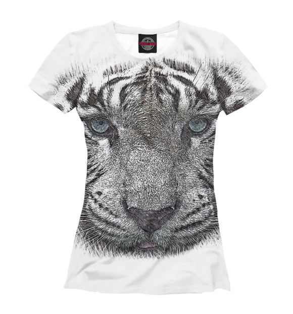 Женская футболка с изображением Белый тигр цвета Белый
