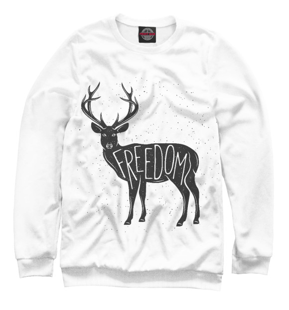 Мужской свитшот с изображением Олень цвета Белый