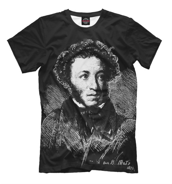 Мужская футболка с изображением Пушкин А.С. цвета Черный