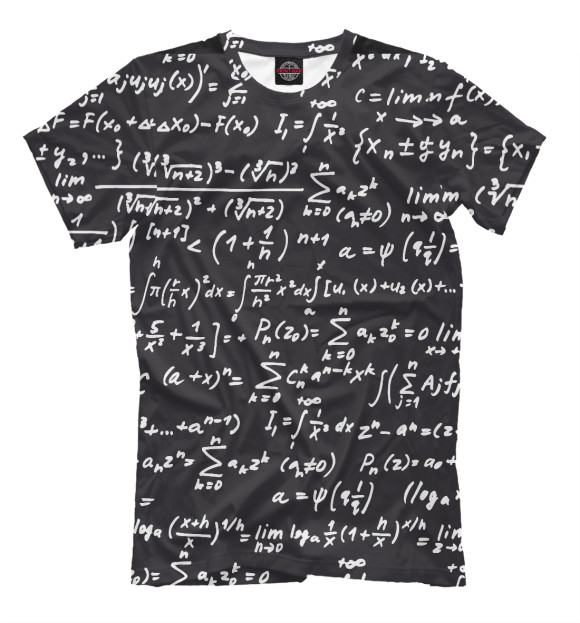 Мужская футболка с изображением математические формулы цвета Молочно-белый