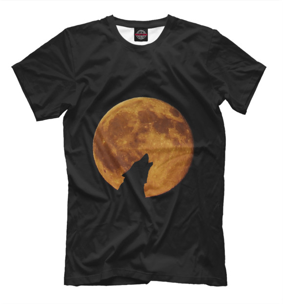 Мужская футболка с изображением Волки цвета Черный