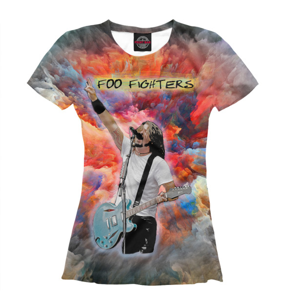 Футболка для девочек с изображением Foo Fighters - Dave Grohl (Painty) цвета Белый