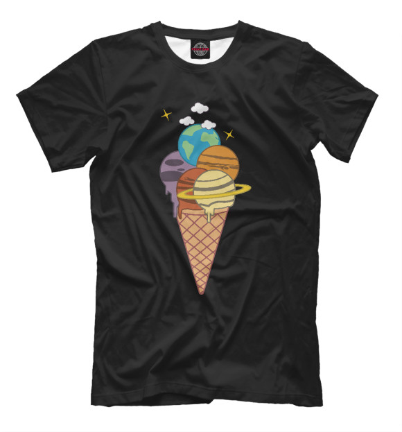 Футболка для мальчиков с изображением Space Ice Cream цвета Черный