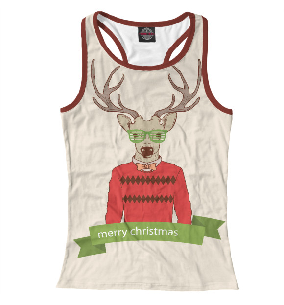 Женская майка-борцовка с изображением Oh my Deer цвета Белый