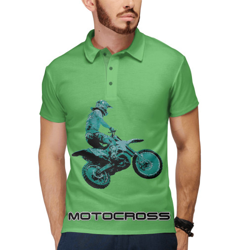 

Поло Print Bar, Белый, Мотокросс