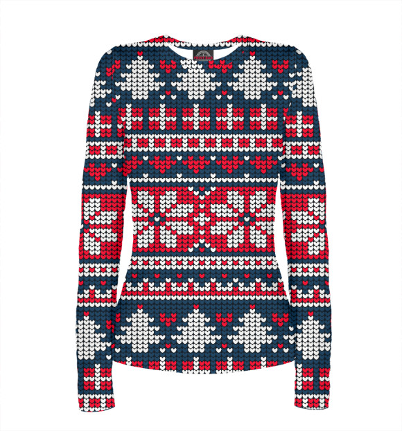 Женский лонгслив с изображением Скандинавский узор цвета Белый