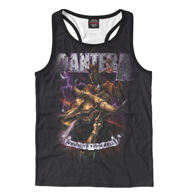 Мужская майка-борцовка с притом Pantera цвета Белый Мужская майка-борцовка с изображением Pantera цвета Белый