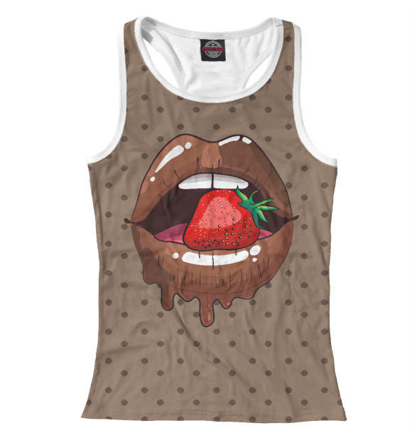 Женская майка-борцовка с изображением Шоколадные губы цвета Белый