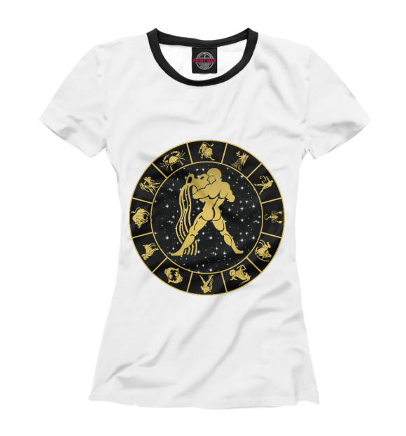 Женская футболка с изображением Водолей (Знаки Зодиака) цвета Белый