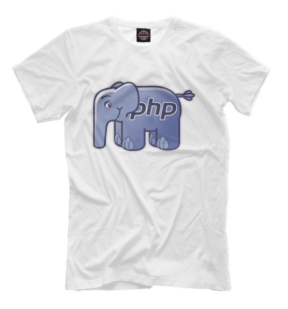 Мужская футболка с изображением Php elephant цвета Молочно-белый
