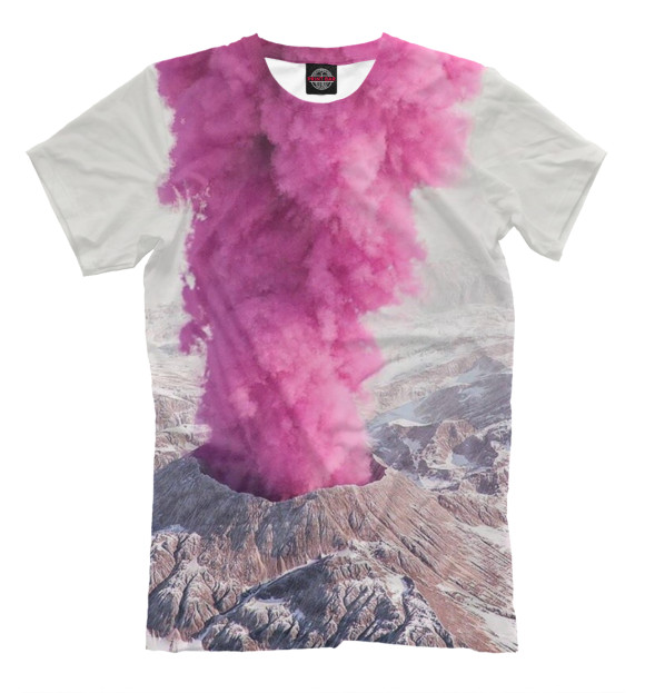 Мужская футболка с изображением Розовый вулкан цвета Молочно-белый