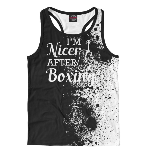 Мужская майка-борцовка с изображением Boxer - I'm Nicer after box цвета Белый