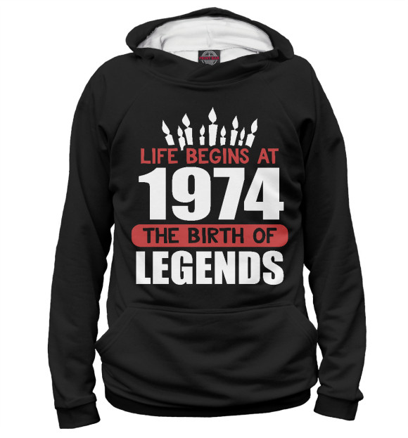 Женское худи с изображением 1974 - рождение легенды цвета Белый
