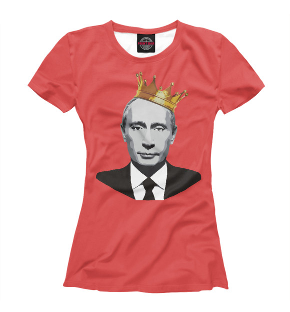 Женская футболка с изображением Putin King цвета Белый