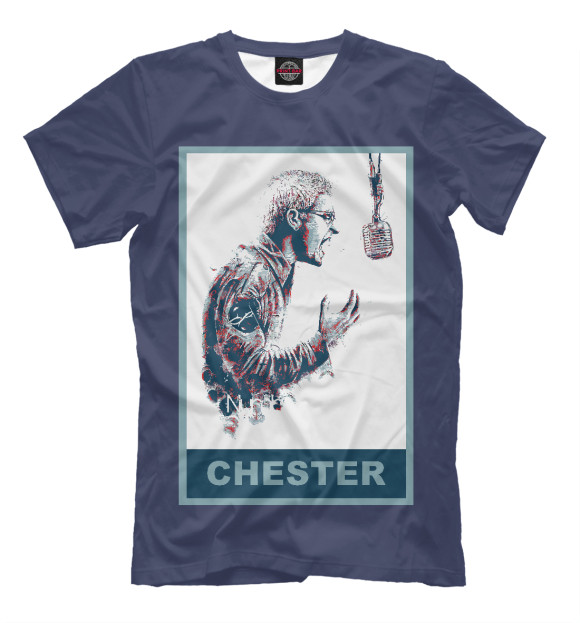 Мужская футболка с изображением Chester - Linkin Park цвета Серый